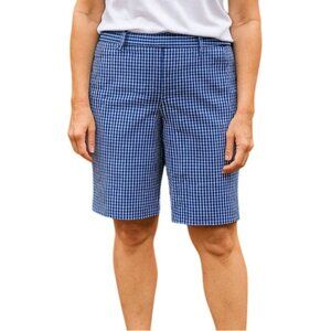 Liz & Co Womens Blue Gingham Plaid Shorts Size 10 Casual Summer Stretch Comfort